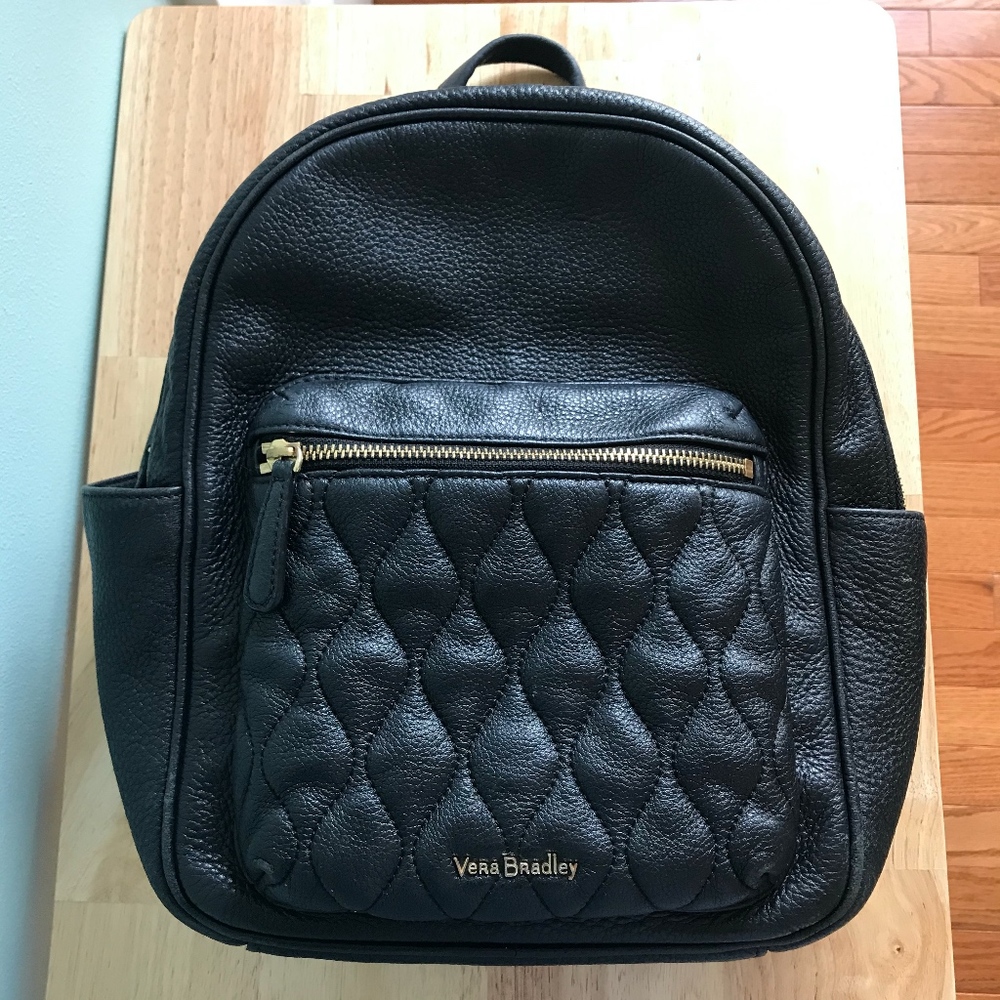 Vera Bradley Black Leather Carryall Backpack